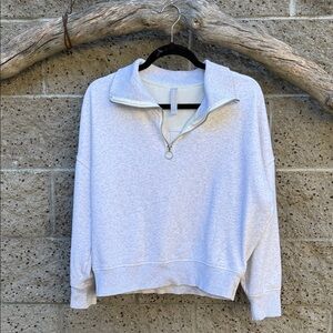 Athleta Light Gray Half-Zip Turtleneck Sweater